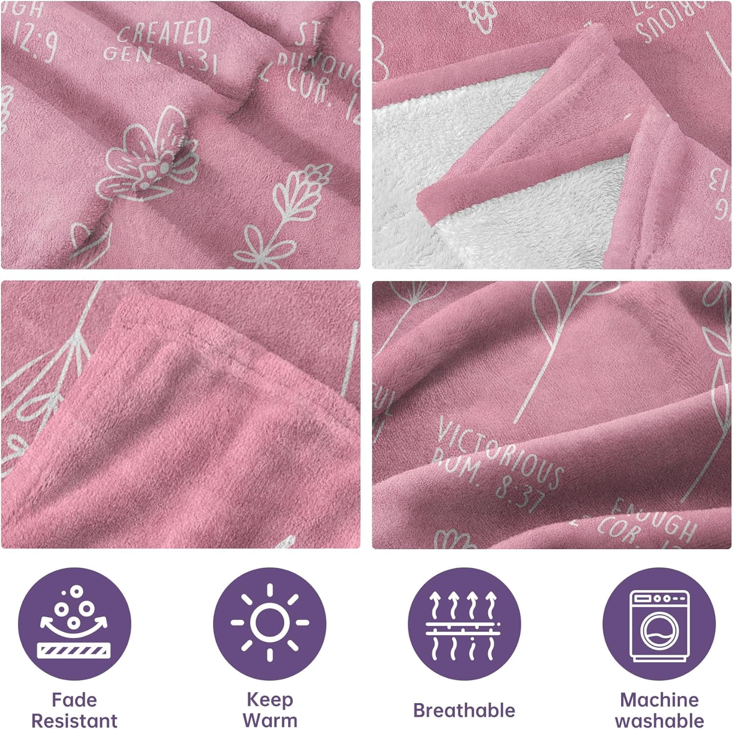 Christian Gifts for Women, Christian Blanket with Flowers, Birthday Gifts for Women, Inspirational, Religious Gifts for Sister, Friend, Daughter, Mom, Soft Throw Blankets 50'' x 60''