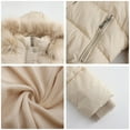 thumbnail image 4 of Aboser Women's Puffer Jacket with Detachable Fur Hood Cropped Padded Coat Warm Full Zip Jackets Winter Quilted Overcoat Comfy Pocketed Topcoat, 4 of 4