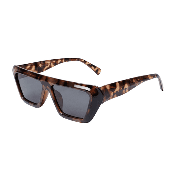 Soigné Female Large Rectangular Sunglasses.Tortoise Print Frame