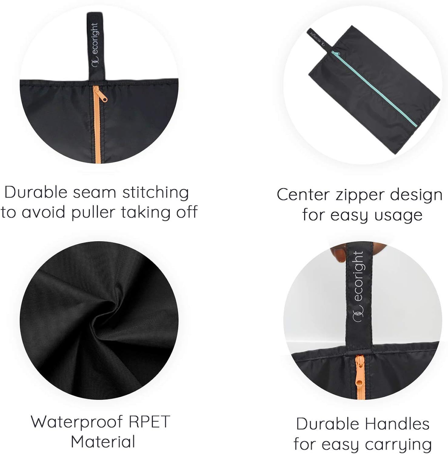EcoRight Shoe Bags for Travel by Eco Right, 100% Recycled Water-Resistant Shoe Bag for Gym, Shoe Storage Pouch | Set of 2