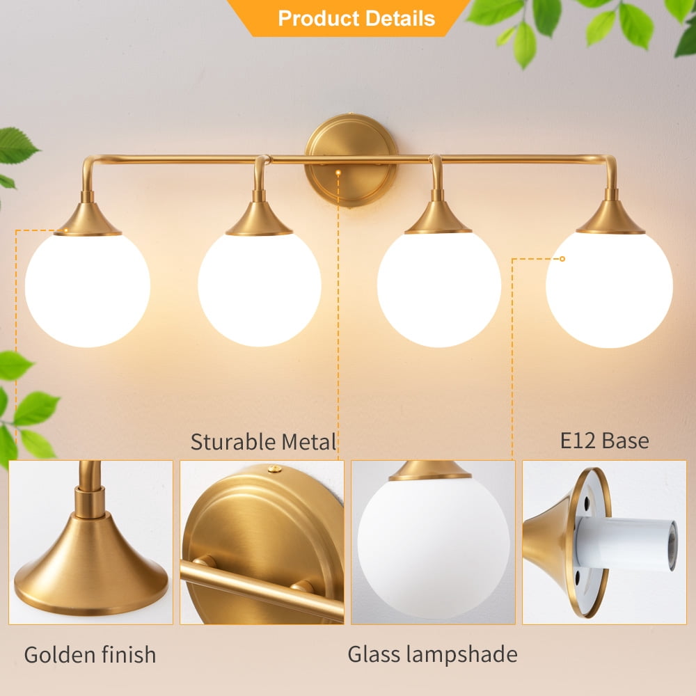 Bathroom vanity lights gold 4 light modern vanity light fixtures