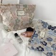 thumbnail image 2 of Bolsa de maquillaje de viaje para mujer, conjunto de bolsa Floral bonita, grande, gris, azul, pequeña, con cremallera, bolsa de maquillaje para bolso y lápiz, 2 uds., 2 of 5