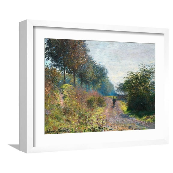 Art.com The Sheltered Path, 1873 (Oil on Canvas) Giclee Print by Claude Monet, White Frame Wall Art, 21" x 17"