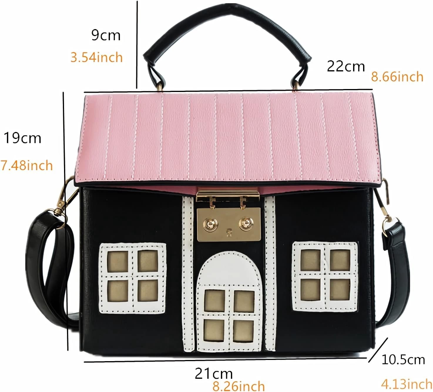 House Shaped Unique Novelty Purse for Women Mini Funny Weird Shoulder Crossbody Bag Handbag Clutch PU Leather