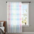 thumbnail image 4 of Blue Pink Plaid Sheer Curtains 45 Inches Long, Pastel Green White Buffalo Patchwork Light Filering Curtains, Breathable Simi Curtain Privacy Drapes for Kitchen Bathroom Small Window Treatment, 4 of 9
