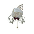 thumbnail image 5 of Dserhfy Fake Flower Faux Pearl Boutonniere Wedding Ceremony Bride Groom Corsage Brooch, 5 of 5