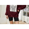 thumbnail image 6 of Meladyan Halloween Skull Graphic Print Fleece Oversized Sweatshirt Crewneck Long Sleeve Drop Shoulder Pullover, 6 of 10