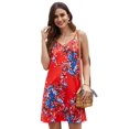 thumbnail image 3 of ABPHQTO Vestido de tirantes con botones y estampado floral naranja para mujer, 3 of 5