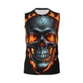 thumbnail image 4 of Yiaed Flame Metal Skull Print Men's Singlet Vests Summer Running Muscle Tank Tops Gym Undershirt Round Neck Sleeveless for man, 4 of 5