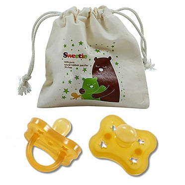 Sweetie Rubber Pacifier STAR SHAPE RUBBER Natural Rubber with Symmetrical Nipple 1 Count (6-12 medium)