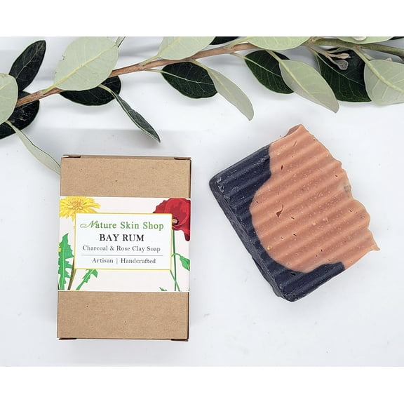Bay Rum Activated Charcoal And Rose Clay Healing Bar, Natural Cold Process