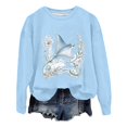 thumbnail image 5 of WEIWEN Crewneck Sweatshirt for Women Loose Fit Ocean Life Sea Whale Beach 90s Vintage Graphic Long Sleeve Shirts for Women Dressy Casual Fall Sweaters Womens Clothes Sky Blue, XXL, 5 of 5
