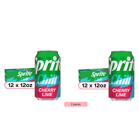 Sprite® Chill Cherry Lime Natural Flavor Soda Soft Drink, 12 fl oz Cans, 24 Pack