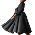 thumbnail image 5 of SMihono Womens 1950s Vintage Dresses Mock Neck Long Sleeve A Line Formal Church Cocktail Swing Dress with Belt Black XXXL, 5 of 5
