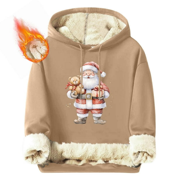 Sudadera con capucha para hombre, informal, a la moda, con estampado navideño, de manga larga y bolsillo, de poliéster