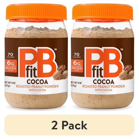 (2 pack) PBfit Peanut Butter Powder Chocolate Flavor, Cocoa Roasted Peanut Powder, 8 oz