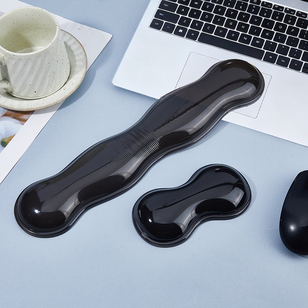 2Pcs 2 Styles Silicone Keyboard Wrist Rest Clear 150~370x80x20~22mm 1pc/style for diy