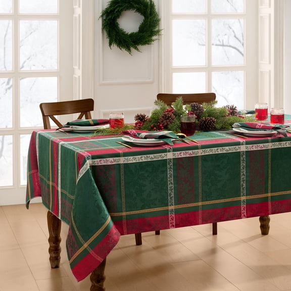 Elrene Home Fashions Merry and Festive Jacquard Tablecloth, Multi, 52" x 70" Rectangle