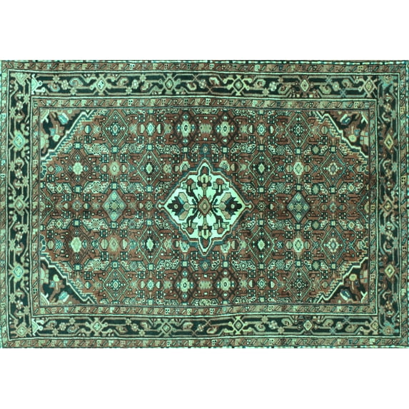 Ahgly Company Indoor Rectangle Persian Turquoise Blue Traditional Area Rugs, 4' x 6'