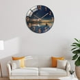 thumbnail image 4 of Modern Glass Wall Clock Pendulum Living Room Nursery Bedroom Decor, Diameter 30cm Round decor Wall Hanging Clock - Seascape Reflection, 4 of 8