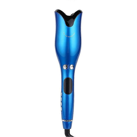 Rizador automático con barril iónico de cerámica de 2,5 cm, control de temperatura LED, paquete de pestañas azul