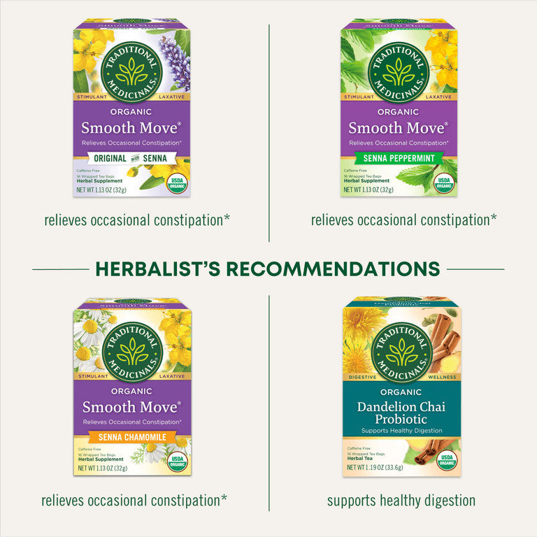 Traditional Medicinals, Herbal Laxative Pills, Smooth Move Senna