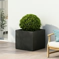 thumbnail image 2 of GDF Studio Fardeen Outdoor Modern Cast Stone Square Planter, Black Large, 2 of 7