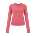 thumbnail image 4 of TIANZEN Women Long Sleeve Shirt Basic Crop Top Fashion Underwear Layer Slim Top Tunic Raglan, 4 of 4
