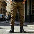 thumbnail image 4 of sageysalite Cargo Pants for Men Button Elastic Waist Casual Loose Workout Hiking Joggers Pants with Multi Pockets, 4 of 7
