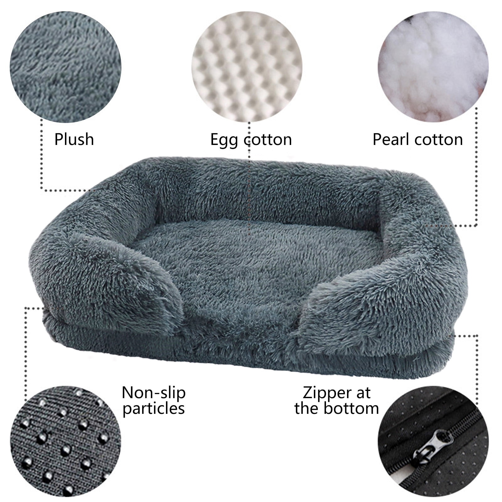 Calming Dog Bed for Medium Dogs, Fluffy Soft Cozy Cat Bed, Faux Fur Anti-Anxiety Plush Donut Cuddler, Washable Pet Bed for All Seasons, Dark Gray