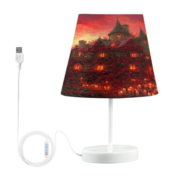 BZSMCE Table Lamp Creative Rose Covered House Simple Pattern Night Light