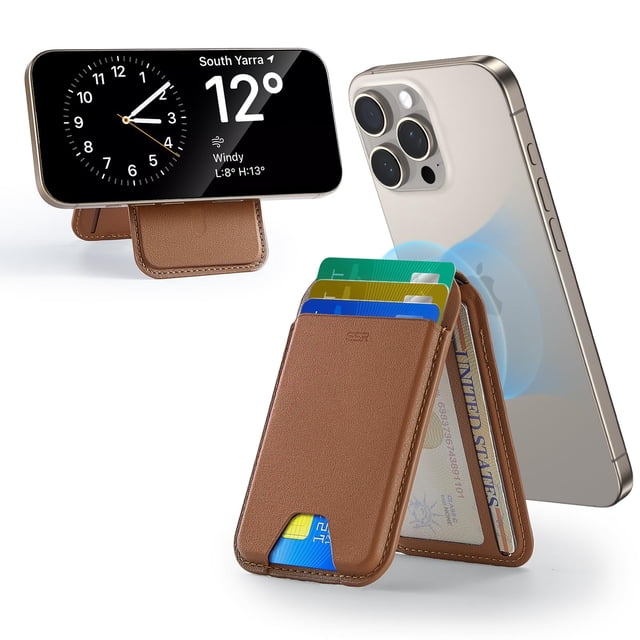 Tarjetero MagSafe Wallet ESR Upgraded 5 para iPhone, color marrón