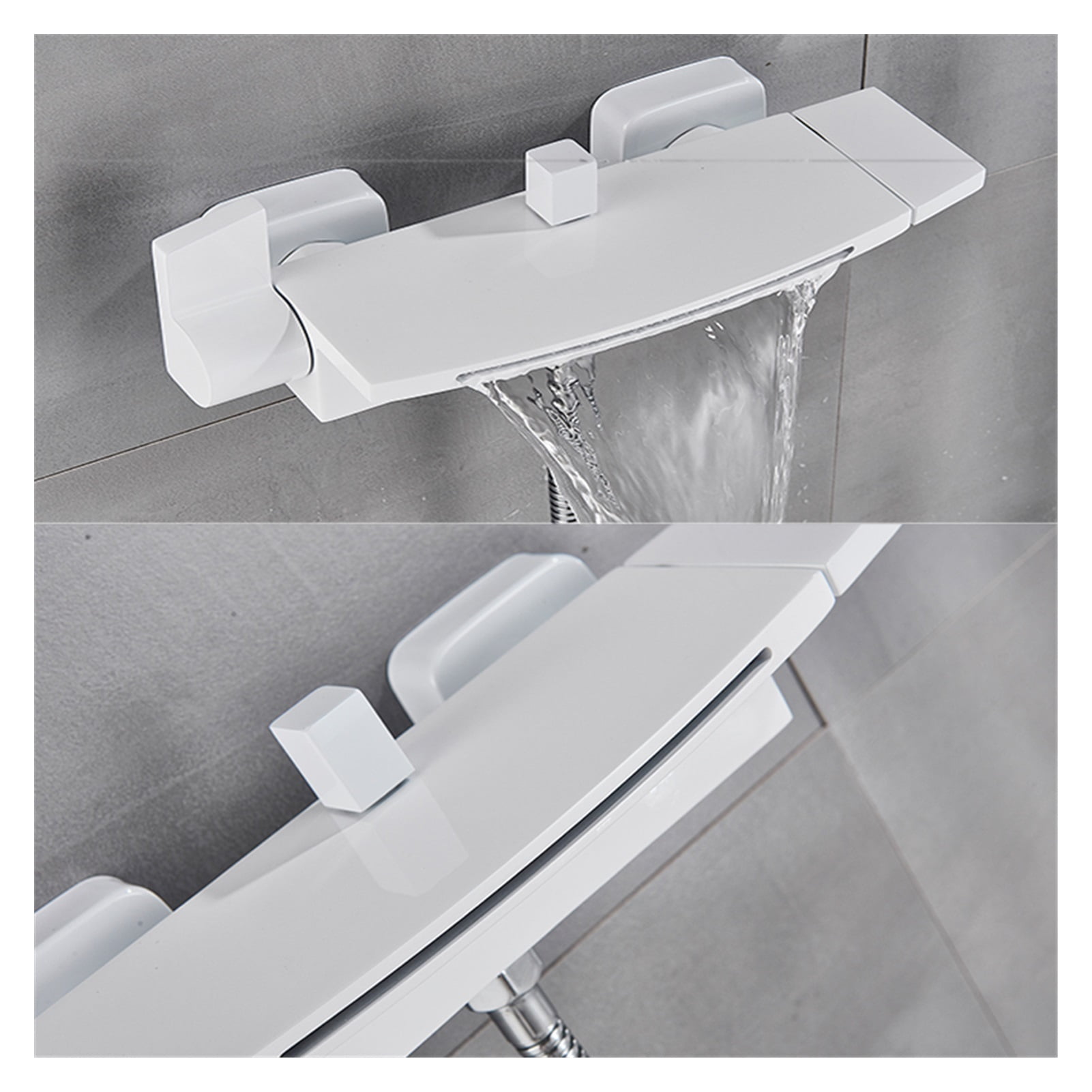 Matte Black Waterfall Spout Bathtub Faucet Hot and Cold Water Mixer Faucet Bathroom Faucets Wall-mounted Bathtub Mixers Taps