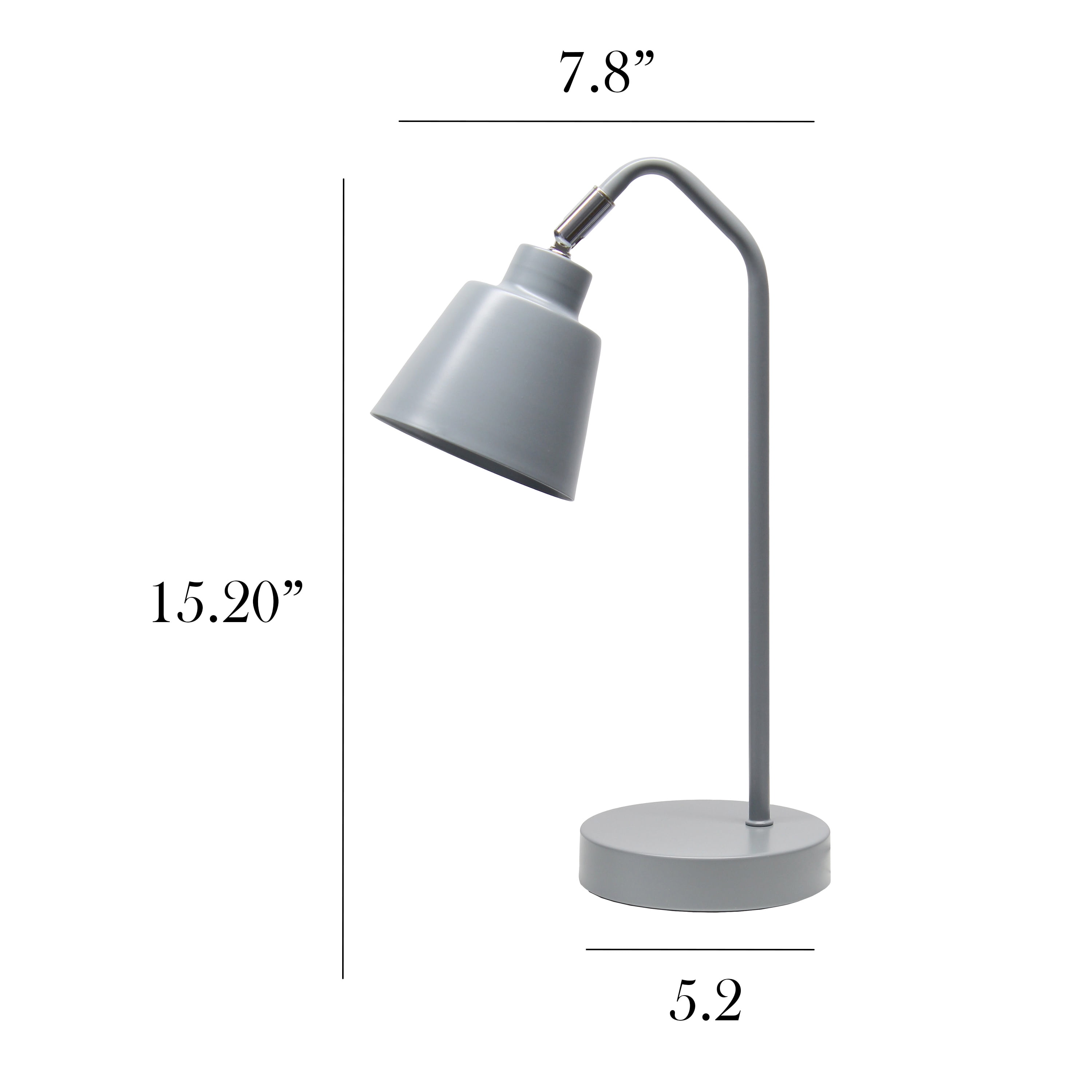 Mod Lighting and Decor Angled Arm Desk Lamp with Adjustable Cone Shade - 16" - Gray