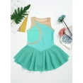 thumbnail image 6 of renvena Kid Girls Figure Ice Skating Dress Rhinestones Leotard Ballet Tutu Skirts Dancewear Size 6-16 Green 16, 6 of 7