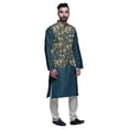 thumbnail image 2 of Atasi Ethnic Kurta Churidar Pajama Set With Printed Nehru Jacket Set For Mens, 2 of 3