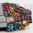 thumbnail image 5 of HELLOYOUNG Queen Size Fleece Blanket - Soft Plush All-Season Bedspread Large Multicolor Retro Floral Patchwork Flannel Throw for Bed Couch Travel - Cozy Cartoon Blanket Gift for Home, 5 of 10