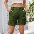 thumbnail image 2 of Pxkloy Womens Denim Cargo Shorts Button Zipper Solid Color Half Jean Shorts Casual Fashion Summer 2025 Denim Shorts with Pockets Army Green,XXL, 2 of 7