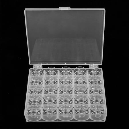(25 Pack)EEEkit Transparent Plastic Sewing Machine Bobbins Spools with Case for Brother Singer Babylock Janome