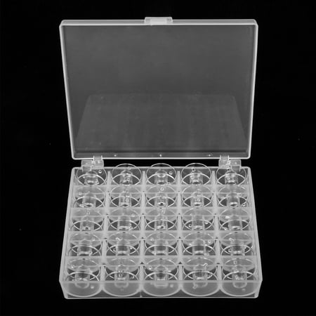 - (25 Pack)EEEkit Transparent Plastic Sewing Machine Bobbins Spools with Case for Brother Singer Babylock Janome Kenmore