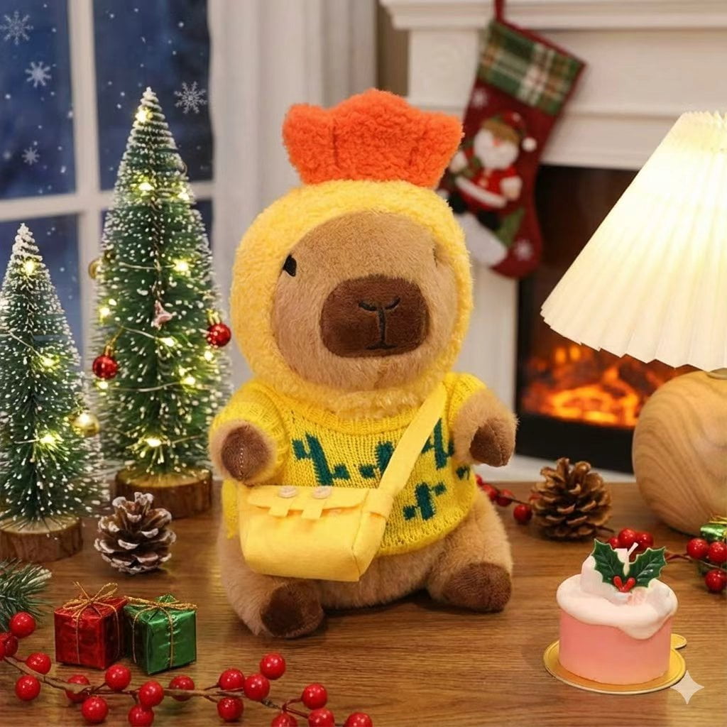Dress-Up Capybara Plush Toy, 10.2 in Capybara Stuffed Animal with 8/9/10 Clothes & Accessories , Soft Plushie Gift for Kids