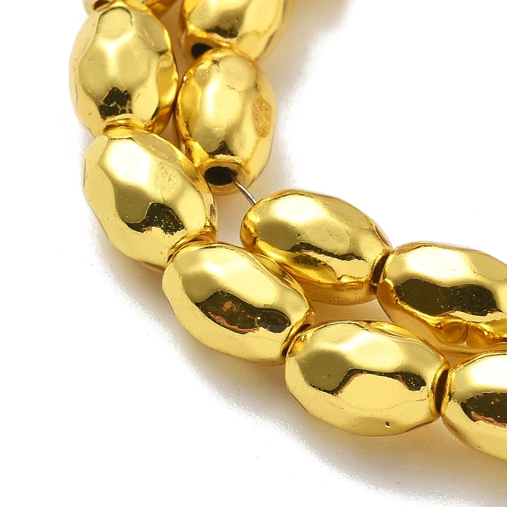 Synthetic Magnetic Hematite Beads Strands Faceted Oval Golden Plated 7x4~4.5x5.5mm Hole: 1.2mm about 65pcs/strand 15.75''(40cm)