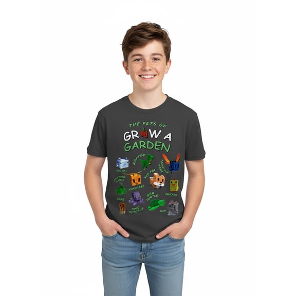 Roblox Boys' & Big Boys' Grow a Garden Graphic Tee with Short Sleeves, Sizes 4-18