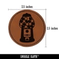 thumbnail image 2 of Gumball Machine 2.5" Faux Leather Round Engraved Iron-On Patch - Brown, 2 of 6