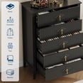 thumbnail image 4 of Fluted 5 Drawers Dresser,42.9"Wide Modern Chest of Drawers with Gold Metal Handle,Dresser TV Stand, Wood Drawer Organizer for Bedroom, Living Room, Hallway, 4 of 8