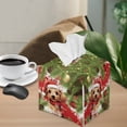 thumbnail image 4 of Renewold Christmas PU Leather Tissue Box Cover Santa Hat Dog Paper Cube Tissue Holder for Tabletop,Bathroom,Car,Office Modern Tissue Box Holder Organaizer, 4 of 5