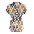 thumbnail image 5 of Jjayotai Mexican Shirts for Women, V Neck Floral Print Boho Short Sleeve Casual Embroidered Tops, Hawaiian Shirts for Women Plus Size, Womens Summer Outfits Khaki^3 XXXL, 5 of 5