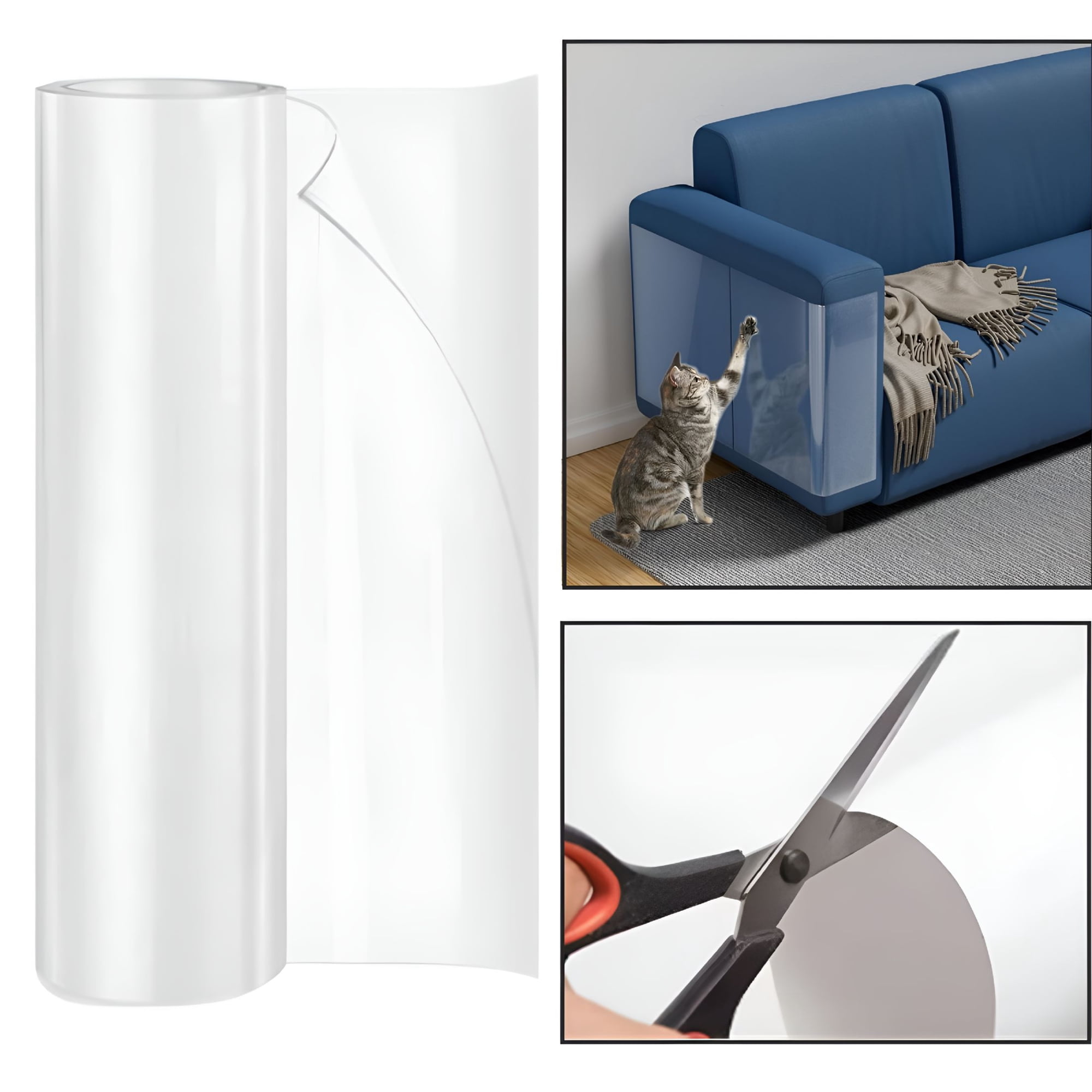 XIBUFE 118x15 Inch Cat Scratch Furniture Protector Clear Sticky Couch Guard Transparent PVC Anti Scratch Deterrent Tape