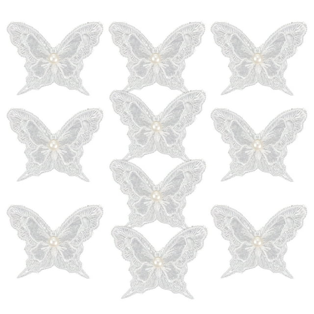 10pcs encaje apliques bordados mariposas forma decoraciones de vestido de novia