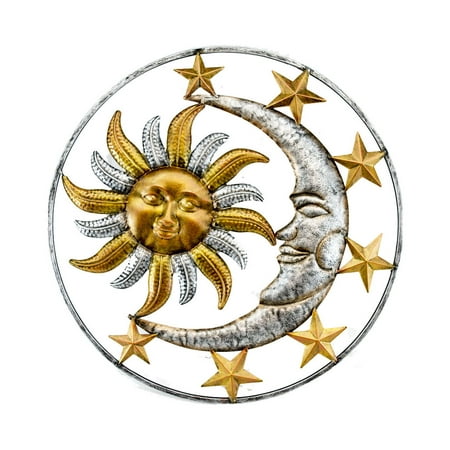 Celestial Sun Moon and Stars Indoor/Outdoor Metal Wall Sculpture